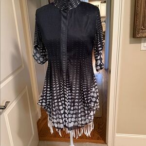 Chic Black and White Women's Tunic with Fringe